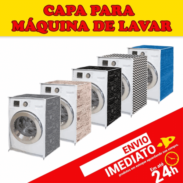 Capa Maquina de Lavar c/ Zíper Proteção Total Abertura Frontal Electrolux Brastemp Consul