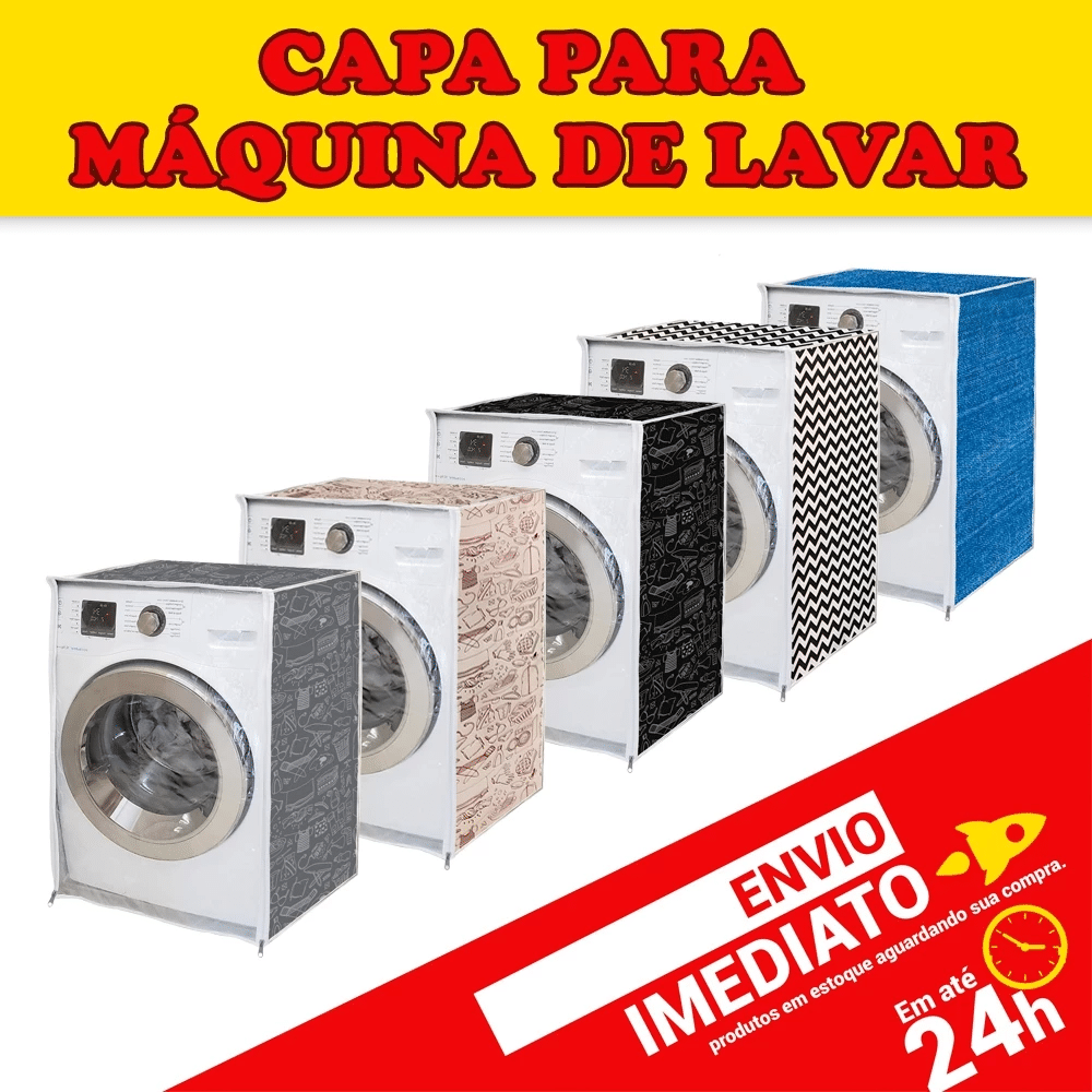 Capa Maquina de Lavar c/ Zíper Proteção Total Abertura Frontal Electrolux Brastemp Consul