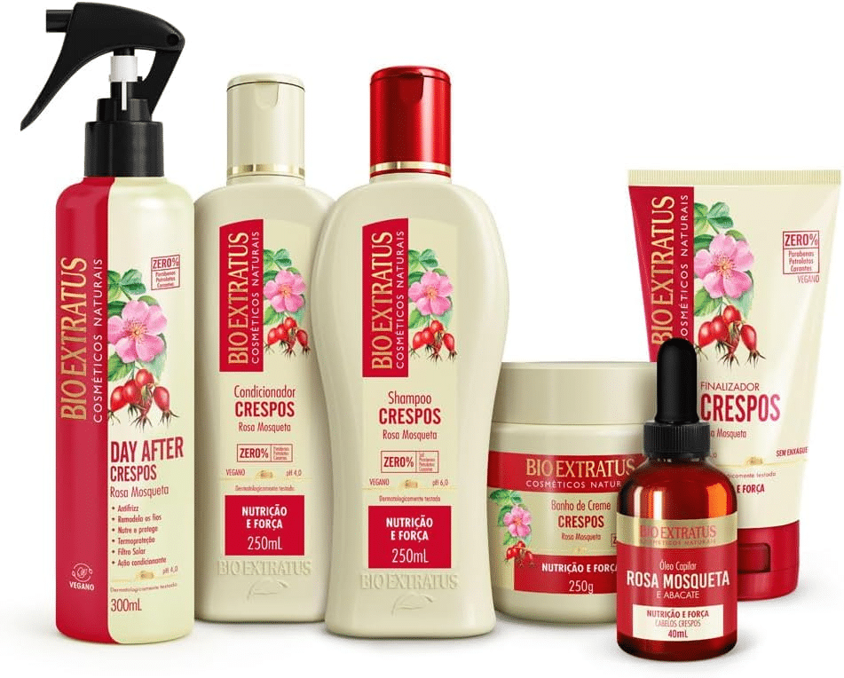Kit Bio Extratus Crespos Linha Completa Rosa Mosqueta