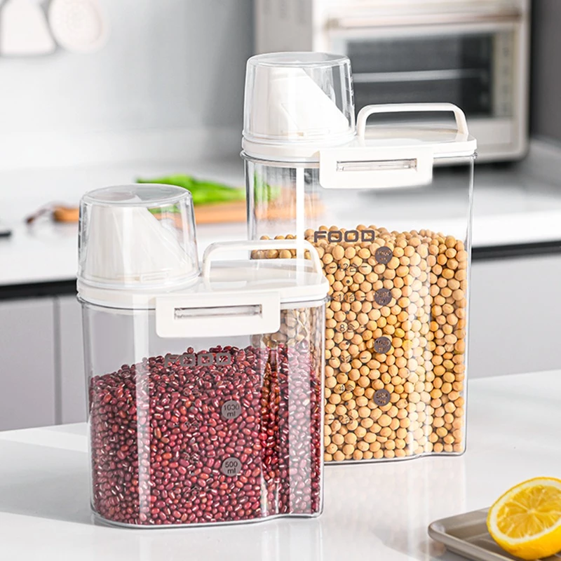 Pote Hermético com Copo Medidor Dispenser Porta Condimento Vedação Organizador Cereais GrãosBC-11/BC-12/BC-107 108 109