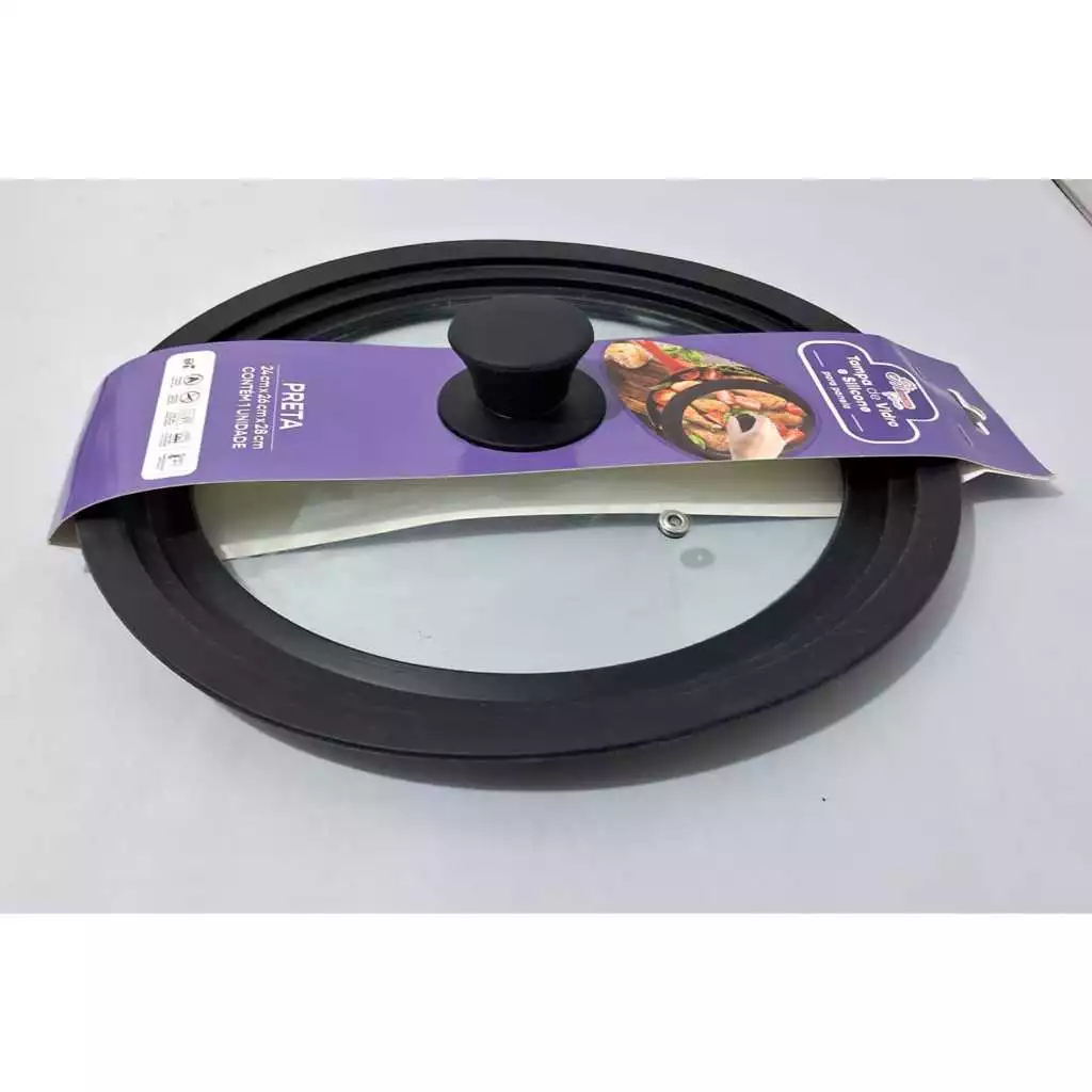 Tampa Versátil de Vidro e Silicone para 03 Tamanhos ( 24 cm/26 cm/28 cm )