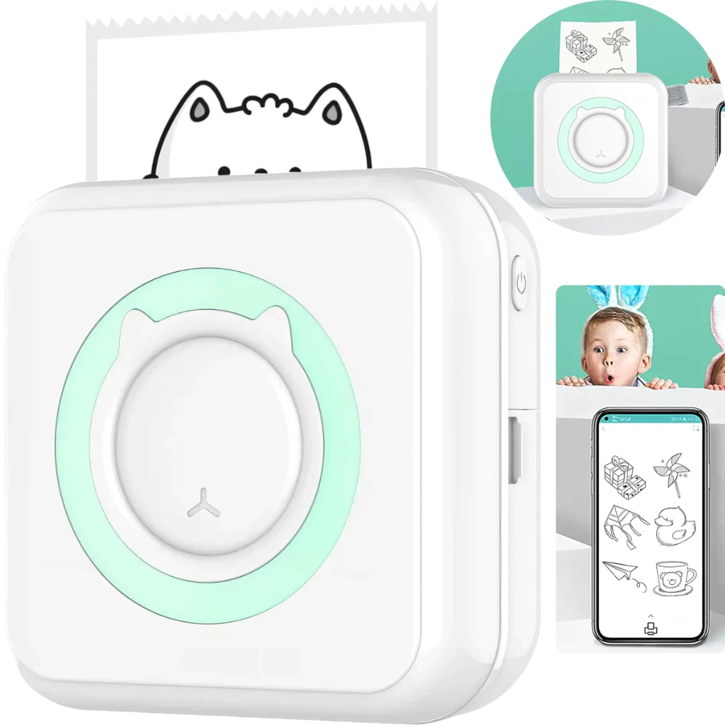 Mini Impressora Térmica Máquina de Imprimir Portátil Bluetooth de Fotos Sem Fio, Android, iOS, Papel e Etiquetas