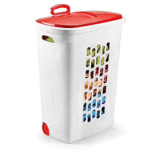 CESTO DE ROUPA LUXO C/ RODAS E ALÇA 70 LITROS FORTE RESISTENTE ORGANIZADOR LAVANDERIA BANHEIRO HOTEL
