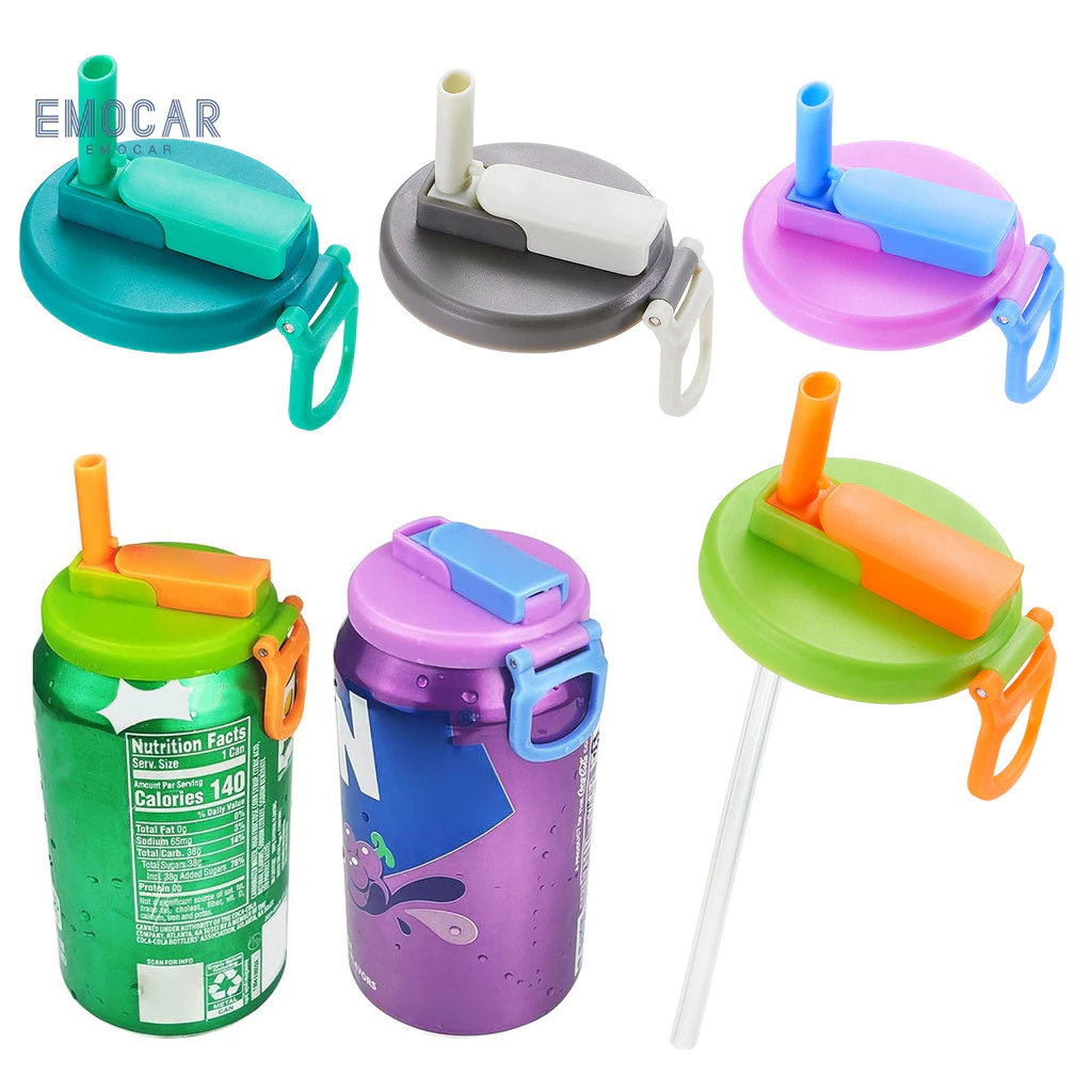 EMH-1/2/4 Unidades Tampas De Latas De Refrigerante Canudos De Silicone Cobrem Vedação Apertada Reutilizável Sem BPA