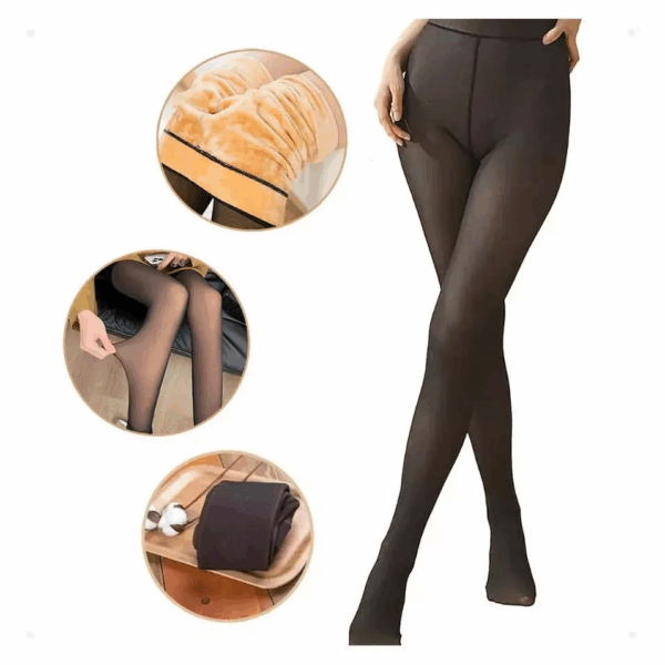 220G Meia-Calça Térmica Forrada Peluciada Translúcida De Lã Quente Feminina Para Inverno
