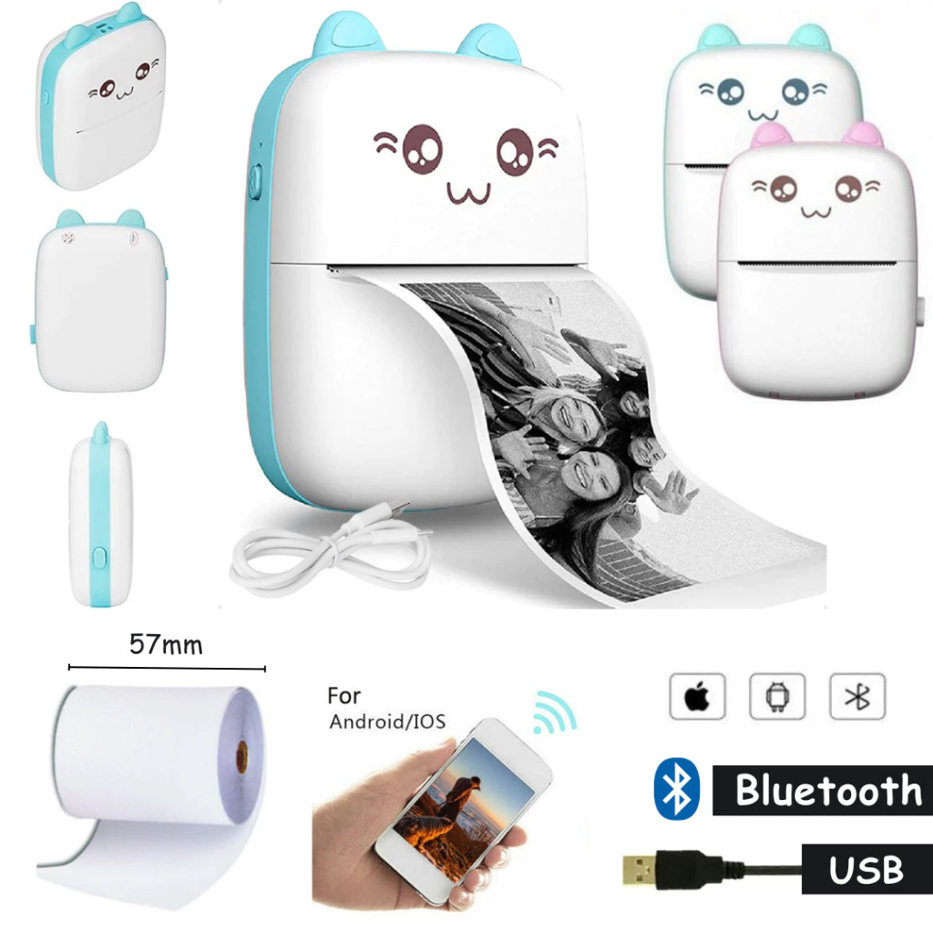 Mini Impressora Termica Máquina de Imprimir Portátil Bluetooth de Fotos