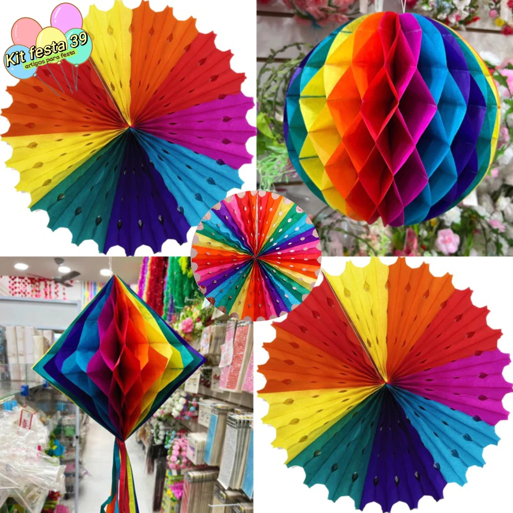 Enfeite Decoração De Papel Colorido Balão Bola Para Festa Junina Juliana
