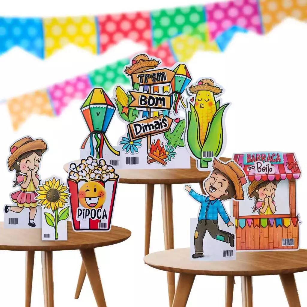 Decoração De Mesa Festa Junina 8 Peças Arraiá São João