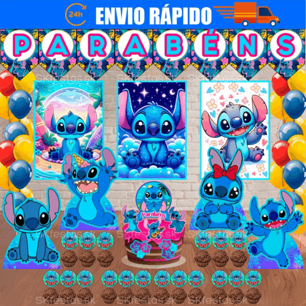 Kit Festa - Lilo & Stitch - Stitch - PERSONALIZADO NOME E IDADE - Aniversário - Festa - Mêsversário