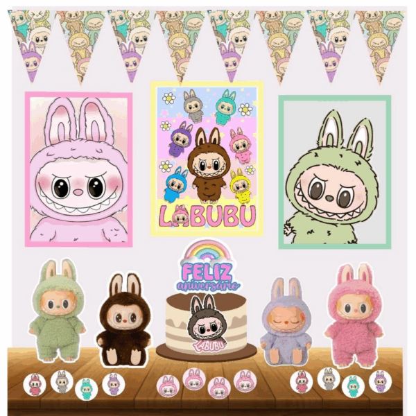 DECORAÇÃO LABUBU - KIT FESTA EM CASA LABUBU - MESVERSARIO LABUBU