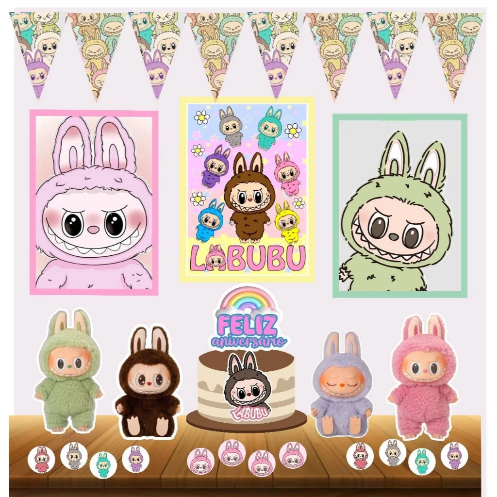DECORAÇÃO LABUBU - KIT FESTA EM CASA LABUBU - MESVERSARIO LABUBU
