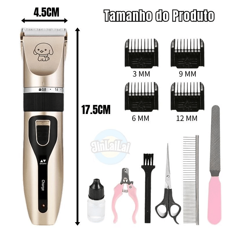 Kit Máquina Para Tosar Pet Profissional Com Tesoura Máquina Pente Lixa Para Cachorro e Gato