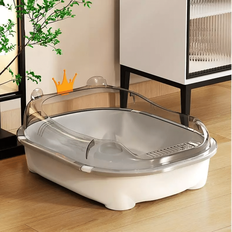 Caixa de Areia para Gatos Grande Bandeja com Bordas Altas para Evitar Vazamentos