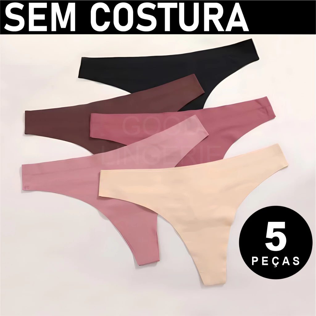 Kit 5 calcinha laser sem costura Kit calcinha conforto não marca nas roupas Femininas