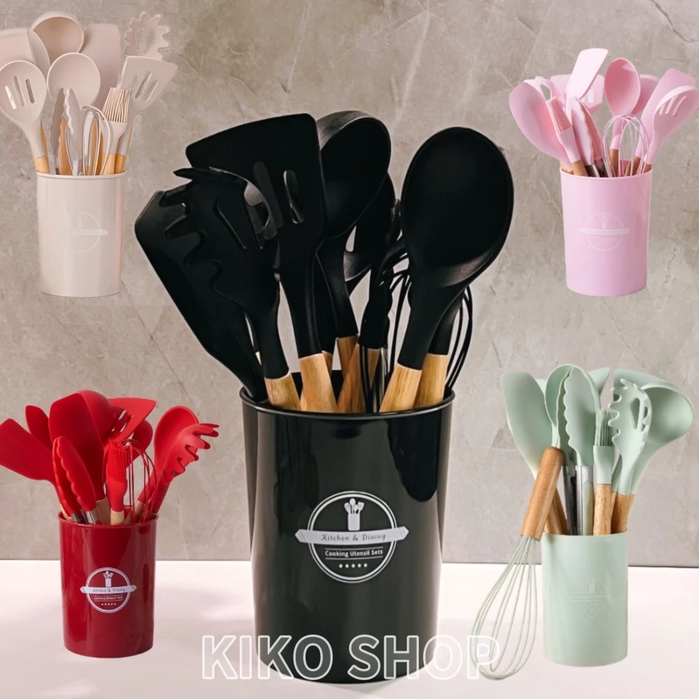 Kit Completo 12 Utensílios de Silicone para Cozinha - Antiaderente e Resistente ao Calor