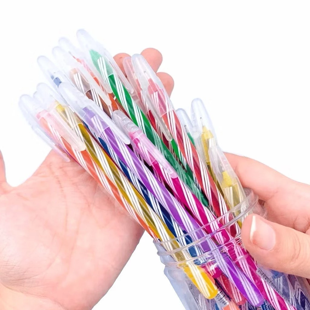 Kit 30 Canetas Wow Espiral Ponta Fina 0,7mm Metálica Esferográfica Coloridas