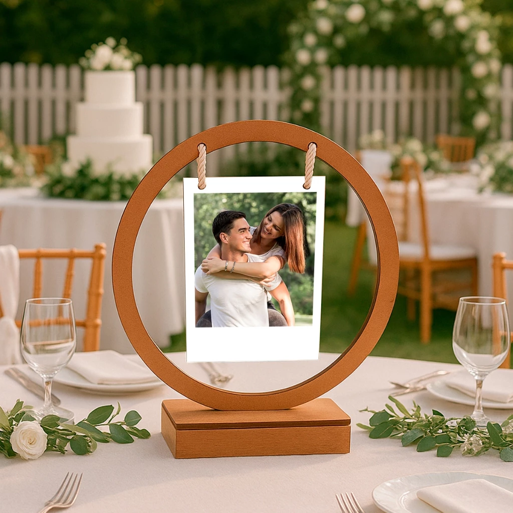 Arranjo de Mesa para Casamento Porta Retrato Decorativo Lembrança de Festa e Formatura em MDF