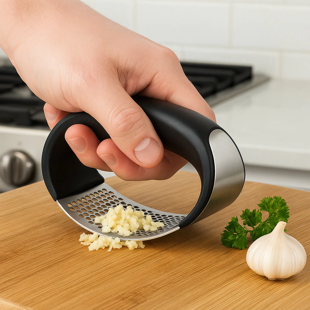 KIT 4 Espremedor/Amassador de Alho em Aço Inox ABS BPA Free