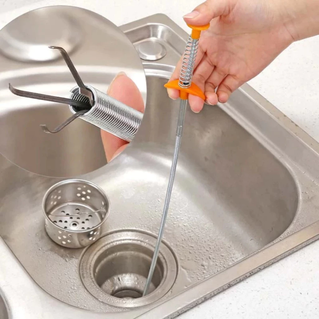 Garra de Limpeza Multifuncional Desentupidor Limpador de Pias Canos e Ralos 1,6 metros com Garra
